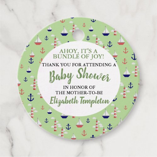 Ahoy Bundle of Joy Gender Neutral Nautical Anchor Favor Tags