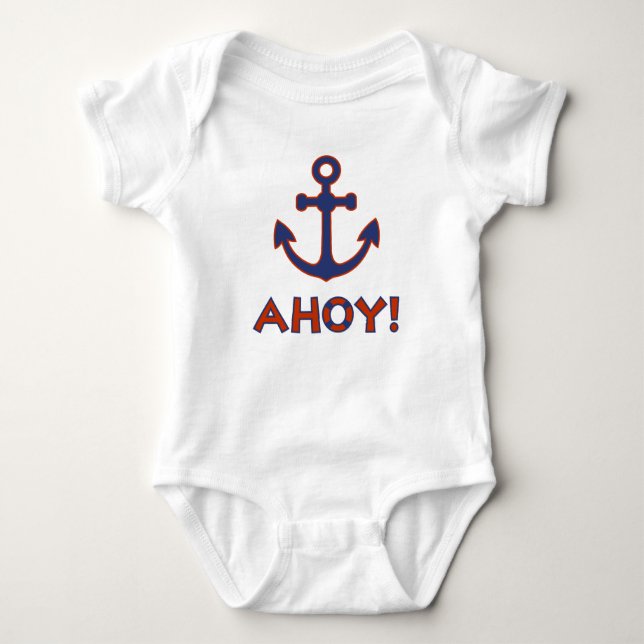 AHOY! Buoy + Anchor Design Red+Blue Baby Bodysuit (Front)