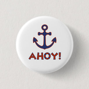 AHOY! Buoy + Anchor Design Red+Blue Button