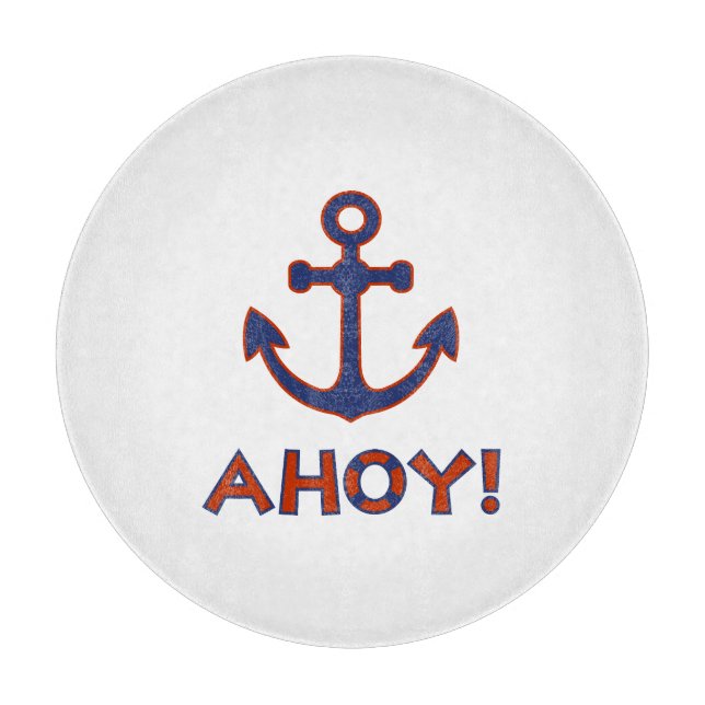 AHOY! Buoy + Anchor Design Red+Blue Cutting Board (Front)