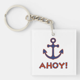 AHOY! Buoy + Anchor Design Red+Blue Keychain