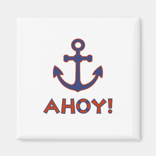 AHOY! Buoy + Anchor Design Red+Blue Magnet (Front)
