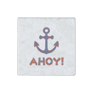 AHOY! Buoy + Anchor Design Red+Blue Stone Magnet