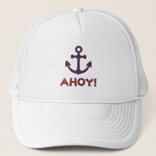 AHOY! Buoy + Anchor Design Red+Blue Trucker Hat