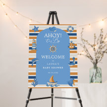 Ahoy Cute Nautical Baby Shower Welcome Sign