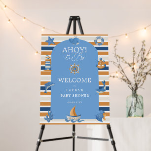 Ahoy Cute Nautical Baby Shower Welcome Sign
