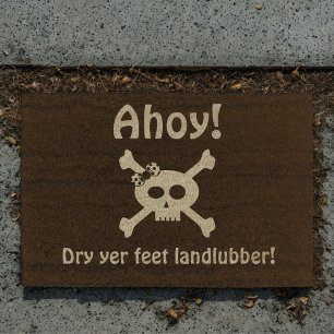 Ahoy Cute Pirate Flag Fiber Doormat