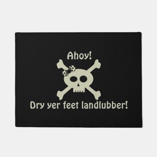 Ahoy Cute Pirate Skull Landlubbers Welcome Doormat