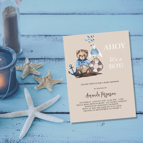 Ahoy it is a boy teddy sailor budget Baby Shower