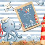 Ahoy It’s a Boy Blue Nautical Baby Shower Postcard<br><div class="desc">Adorable deep blue ocean color background with nautical elements of octopus,  anchors,  whales,  waves,  starfish and other sweet sea items help bring this sweet design to life for the perfect baby boy shower.  100% ‘customer satisfaction with “Zazzle” every day.</div>
