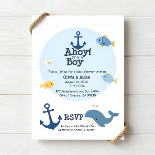 Ahoy It’s A Boy Nautical Baby Shower Invitation