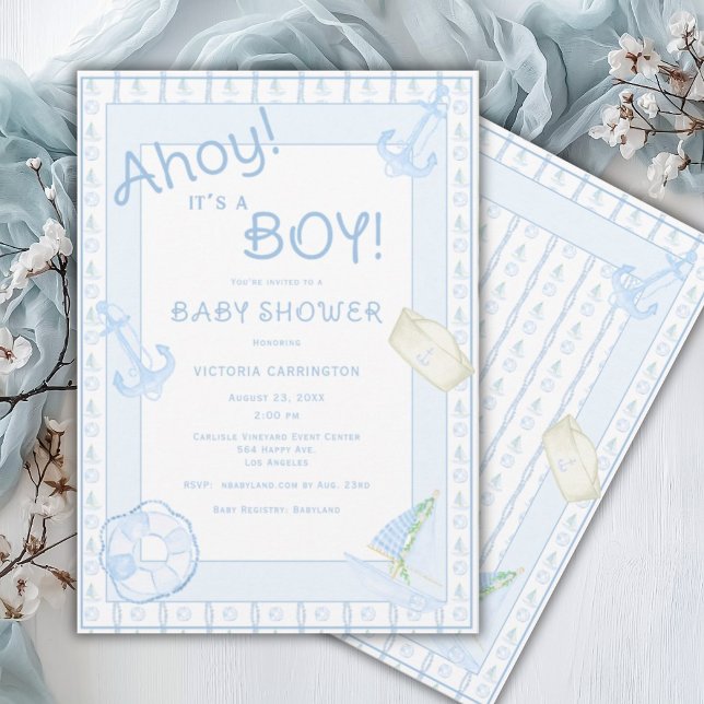 Ahoy It’s a Boy Nautical\ Baby Shower Invitation (Creator Uploaded)