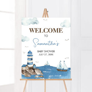 Ahoy It’s A Boy Nautical Baby Shower Welcome Poster