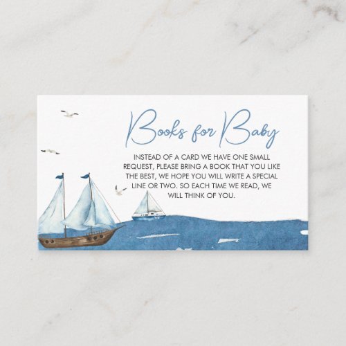 Ahoy Its A Boy Nautical Books for Baby Enclosure Card