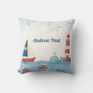Ahoy It’s a Boy Nautical Nursery Throw Pillow