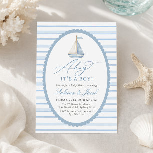 Ahoy It’s a Boy Nautical Sailboat Baby Shower Invitation