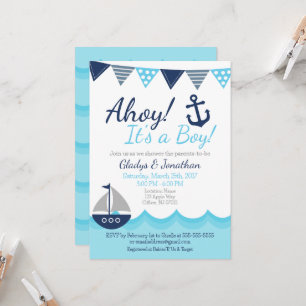 Ahoy! It’s a Boy Nautical Sailor Baby Shower Invit Invitation
