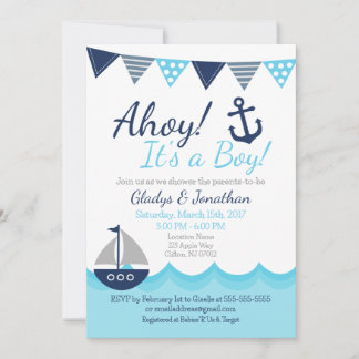 Ahoy! It’s a Boy Nautical Sailor Baby Shower Invit Invitation