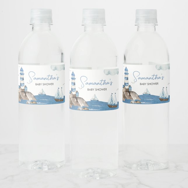 Ahoy It’s A Boy Nautical  Water Bottle Label (Bottles)