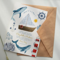 Ahoy It’s a boy Sail Whale Lighthouse Baby Shower