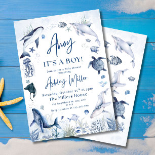 Ahoy! It’s a Boy Under the Sea Baby Shower Ocean Invitation