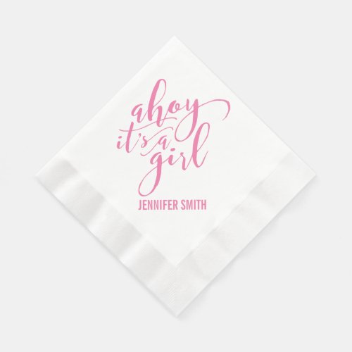 Ahoy Its A Girl Nautical Baby Shower Sip and See Napkins