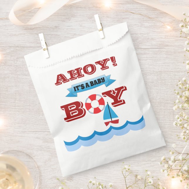 Ahoy It's A Baby Boy Favor Bags (Clipped)