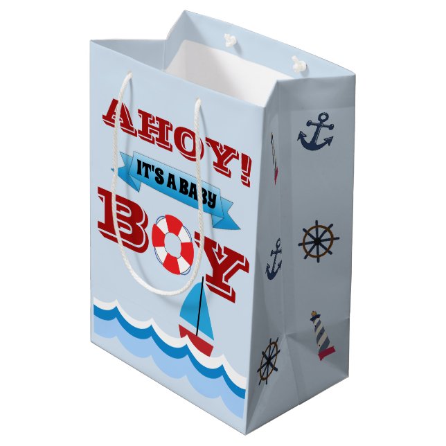 Ahoy It's A Baby Boy Gift Bag (Back Angled)