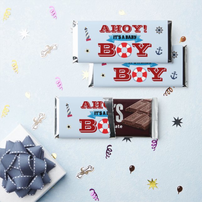 Ahoy It's A Baby Boy Hershey Bar Favors (Front)