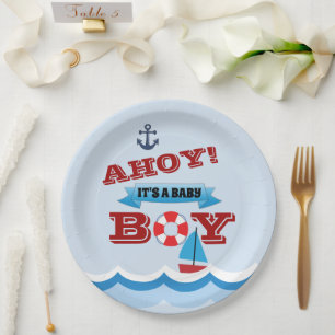 Ahoy It's A Baby Boy Paper Plate