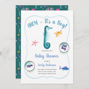AHOY its a Baby Boy Shower Invites Ocean Seahorse