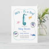 AHOY its a Baby Boy Shower Invites Ocean Seahorse (Standing Front)