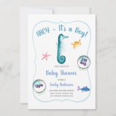 AHOY its a Baby Boy Shower Invites Ocean Seahorse (Front)