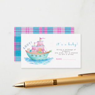 Ahoy It's A Baby Ship Animals Sailboat Baby Shower Enclosure Card