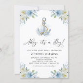 Ahoy It's a Boy Anchor Floral Nautical Baby Shower Invitation (Front)