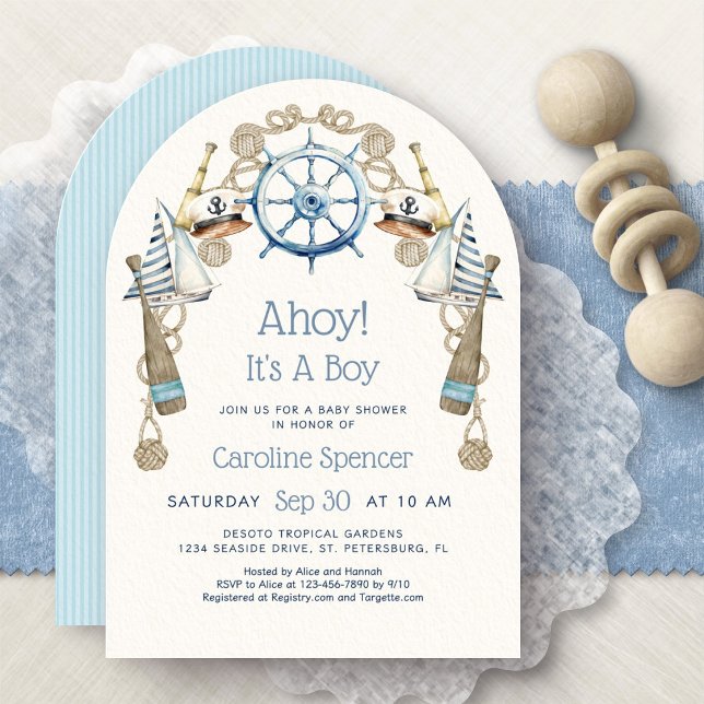 Ahoy It's A Boy Arch Baby Shower Invitation (Creator Uploaded)