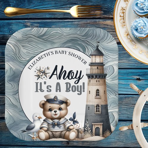 Ahoy Its A Boy Baby Boy Baby Shower Paper Plates