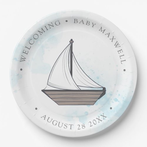 Ahoy Its a Boy Baby Sailboat Baby Paper Plates