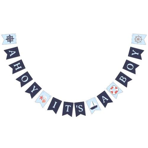 Ahoy Its a Boy Baby Shower Bunting Flags Banner
