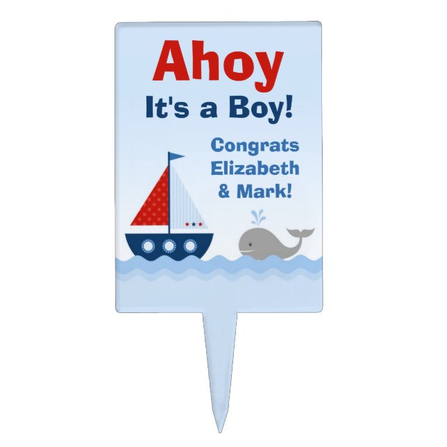Ahoy It's a Boy Baby Shower Cake Topper (Front)