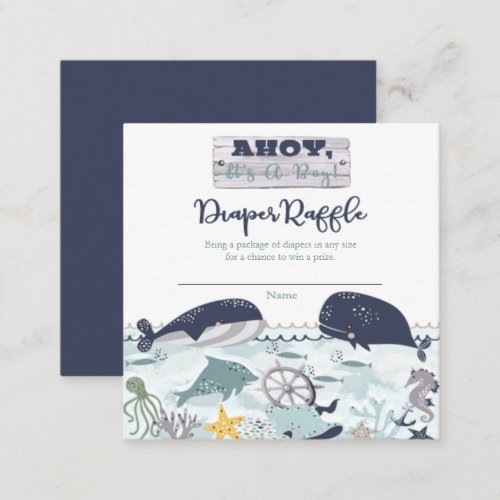 Ahoy Its A Boy Baby Shower Diaper Raffle Enclosure Card