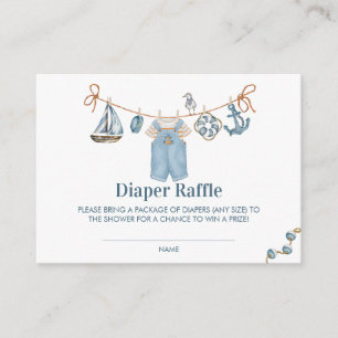  Ahoy It's a Boy Baby Shower Diaper Raffle Ticket Enclosure Card