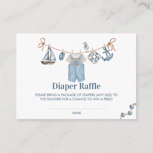 Ahoy It's a Boy Baby Shower Diaper Raffle Ticket Enclosure Card