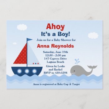 Ahoy Its A Boy Baby Shower Invitation by eventfulcards at Zazzle