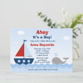 Ahoy Its a Boy Baby Shower Invitation (Standing Front)