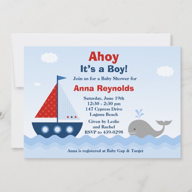 Ahoy Its a Boy Baby Shower Invitation (Front)