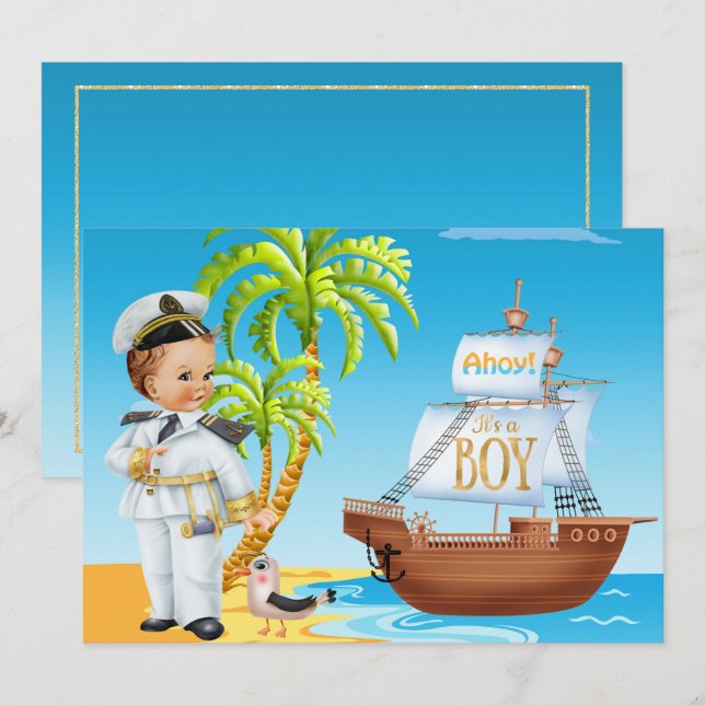 Ahoy It's A Boy Baby Shower Invitation (Front/Back)