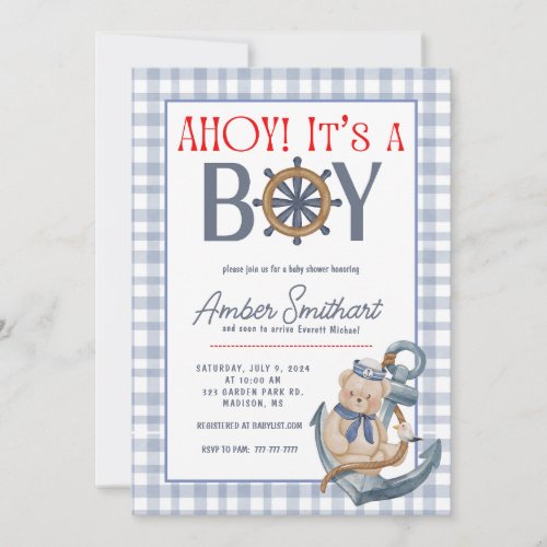 AHOY Its a Boy Baby Shower Invitation