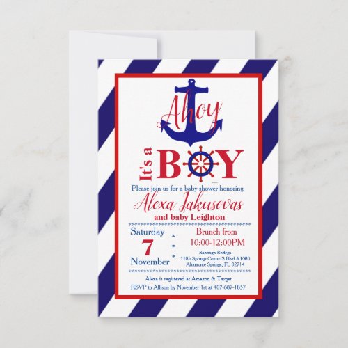 Ahoy Its a Boy Baby Shower Invitation