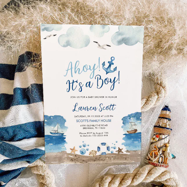 Ahoy It's a Boy Baby Shower Invitation | Zazzle